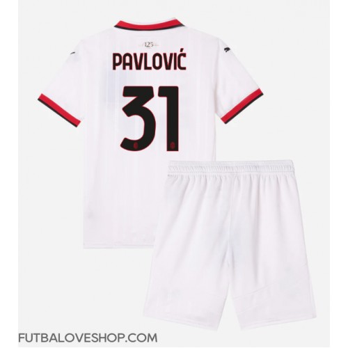 Dres AC Milan Strahinja Pavlovic #31 Preč pre deti 2024-25 Krátky Rukáv (+ trenírky)